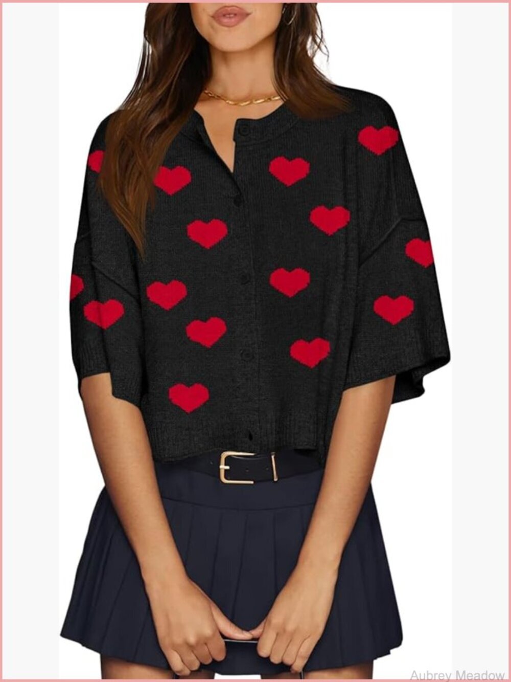 Half Sleeve Cardigan Cropped Button Down Oversized Lightweight Ribbed Knit
